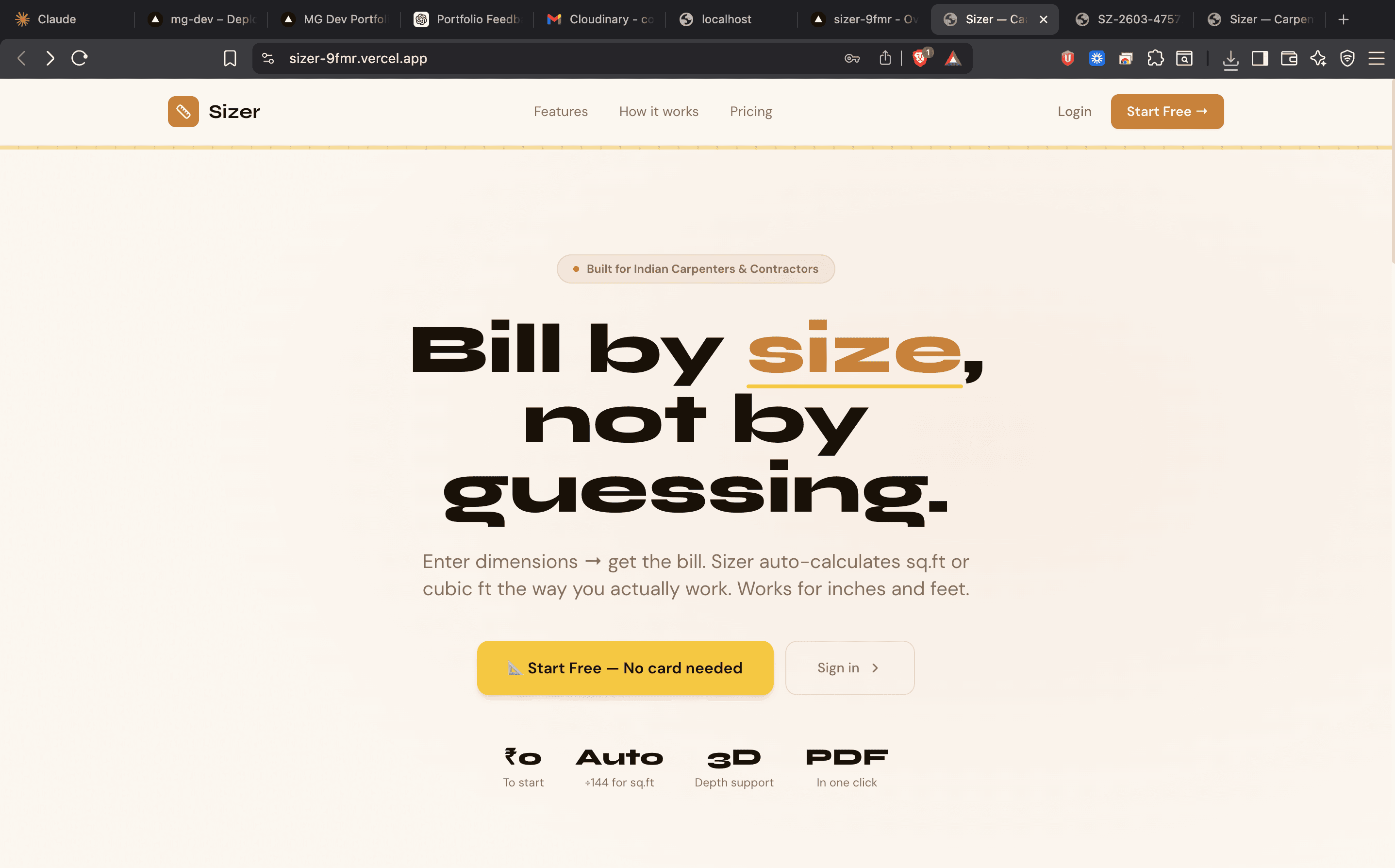 Sizer - SaaS Billing App for Indian Carpenters